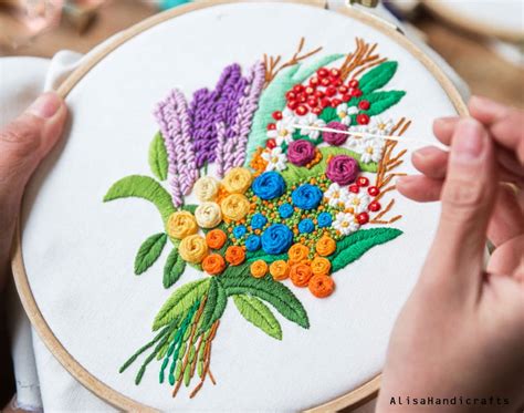 Embroidery Kit For Beginner Diy Flowers Bouquet Craft Kit Adult