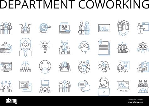 Department Coworking Line Icons Collection Business Collaboration