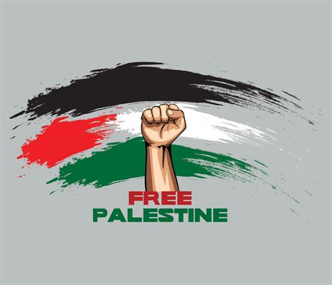 Palestine Flag Design With Fist Free Palestine Free Quds Vector