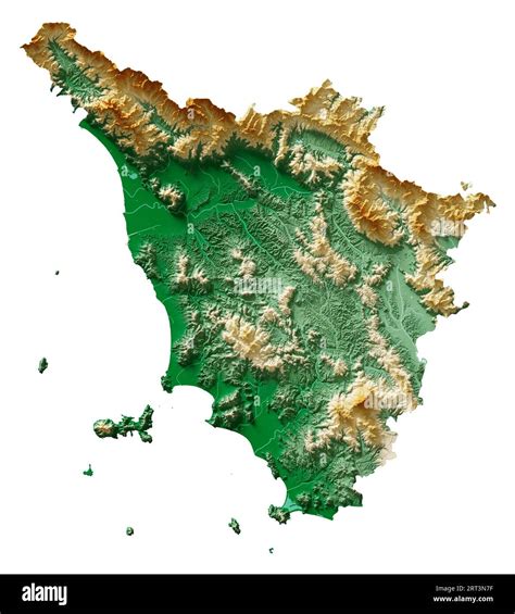 Toscana Tuscany A Region Of Italy Detailed 3D Rendering Of A Shaded