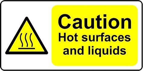 Caution Hot Surfaces And Liquids Safety Sign Self Adhesive Sticker 200mm X 100mm Amazon Co