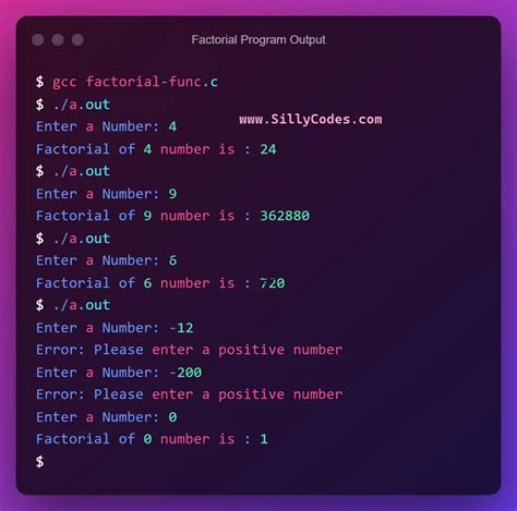 Factorial Program In C Using Function SillyCodes