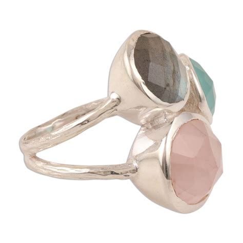 Carat Multi Gemstone Cocktail Ring From India Sparkling Blossom