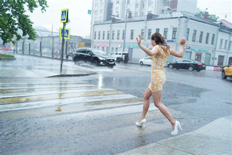 Woman Umbrella Summer Rain Rainy Free Stock Photo Public Domain