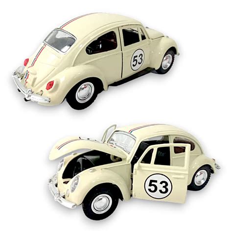 Fusca Herbie 53 Miniatura Ferro Abre Porta Capô Fricção Coleção