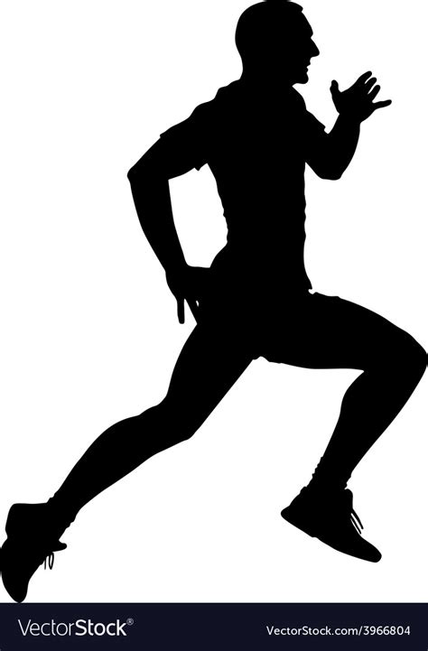 Athlete On Running Race Silhouettes Royalty Free Vector