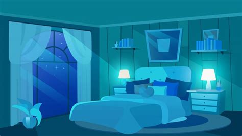 Premium Vector | Female bedroom at night flat illustration. luxury ...