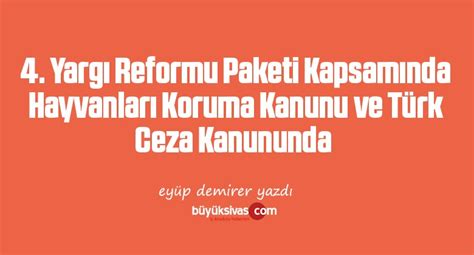 Yarg Reformu Paketi Kapsam Nda Hayvanlar Koruma Kanunub Y K Sivas