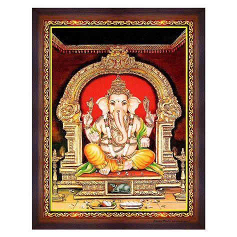 Pavan Photo Laminations Lord Ganesha Vinayagar Ganesh Hanging Tanjore