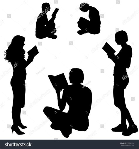 Vector Silhouette Woman Who Reads On Stock Vector Royalty Free