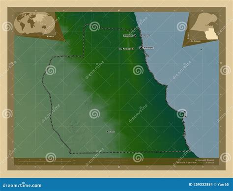 Al Ahmadi Kuwait Physical Labelled Points Of Cities Stock