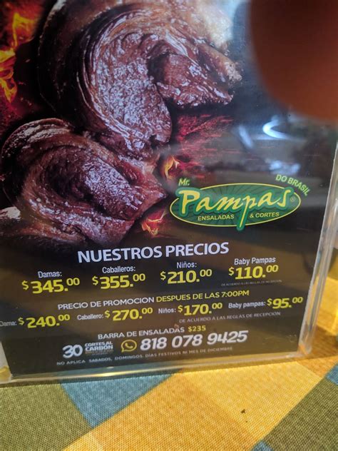 Carta del restaurante Mr. Pampas Garza Sada, Monterrey