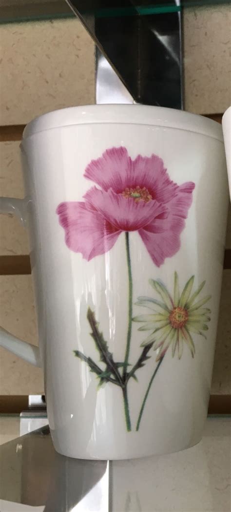 Flower Pattern Bone China Mugs with Lids - Williamson Farms Country Store