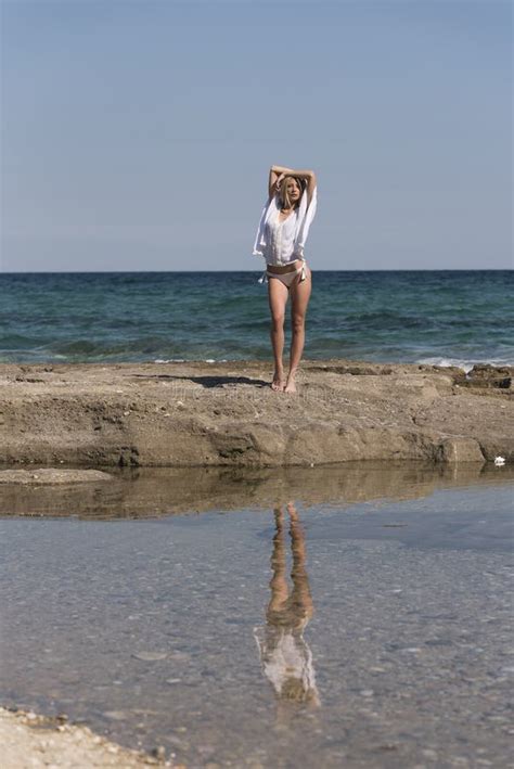 Slim Blonde Woman With Great Body In Bikini Stock Photo Image Of