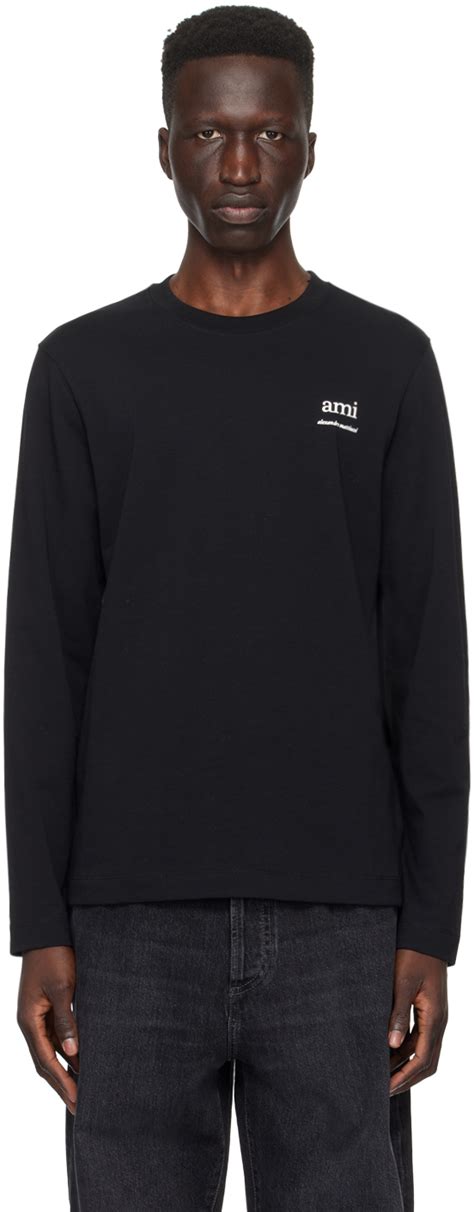 Ami Paris Black Bonded Long Sleeve T Shirt Ssense Canada