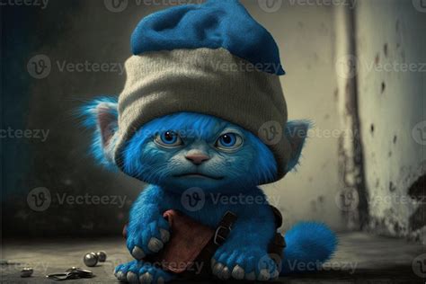 Cat As Smurf Charachter Illustration 23968767 Stock Photo At Vecteezy