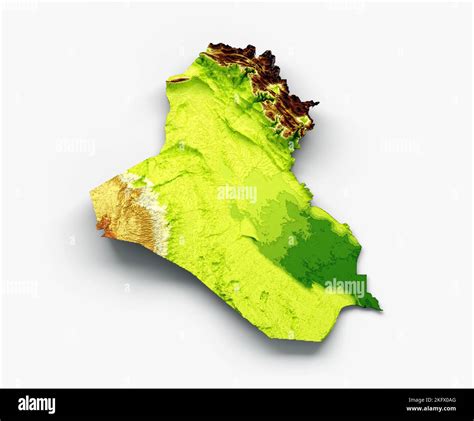 Una ilustración de 3D del mapa de Irak con relieve sombreado sobre