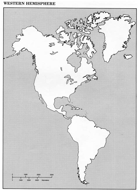 Printable Western Hemisphere Map