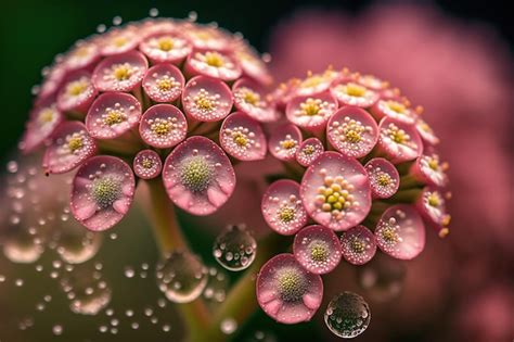 Premium Photo Pink Flowers With Dew Drops On The Petals