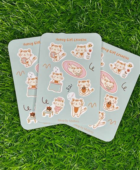 Kawaii Kitty Sticker Sheet Cute Cat Stickers Planner Etsy