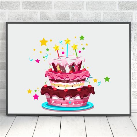 Birthday Cake SVG Clip Art Cut File Silhouette Dxf Eps Png Instant