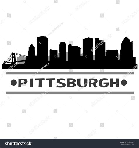 Pittsburgh Skyline Silhouette Cityscape Vector Famous Stock Vector ...