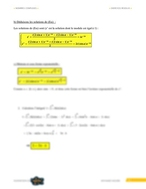 SOLUTION Nombres Complexes Exercices corrigés Niveau BAC Studypool