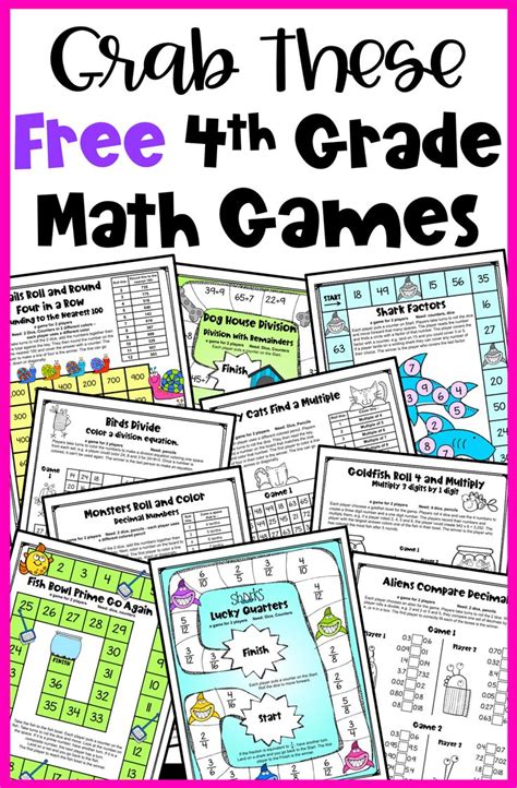 Free Fourth Grade Math Games For Home Learning Or School Fourth Grade