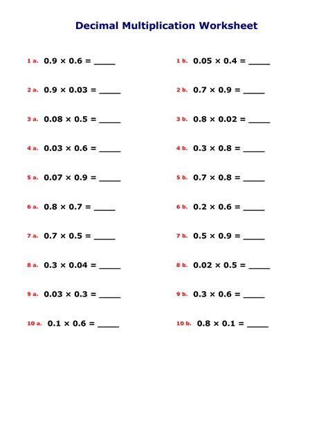 15 Decimal Division And Multiplication Worksheet Free Pdf At