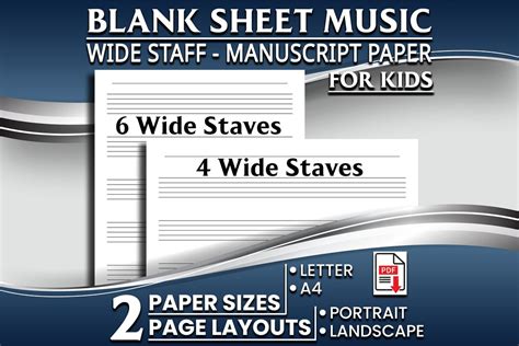 Printable Wide Staff Blank Sheet Music For Kids Music Practice Large