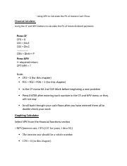 Using Npv To Calculate The Pv Of Uneven Cash Flows Docx Using Npv To