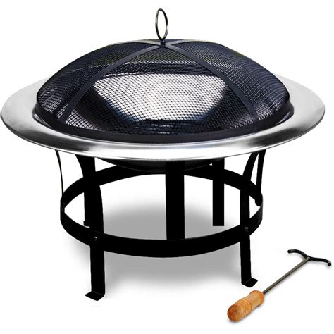 Brasero En Acier Inoxydable Rond Jardin Ext Rieur Avec Grille Cm