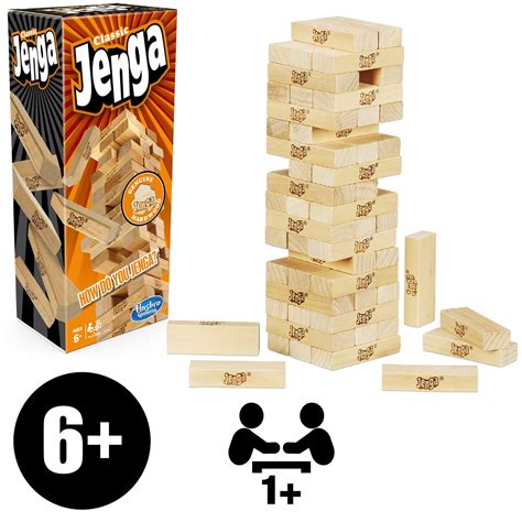 Hasbro Gaming Jenga Classic Game With Genuine Hardwood Blocks Stacking