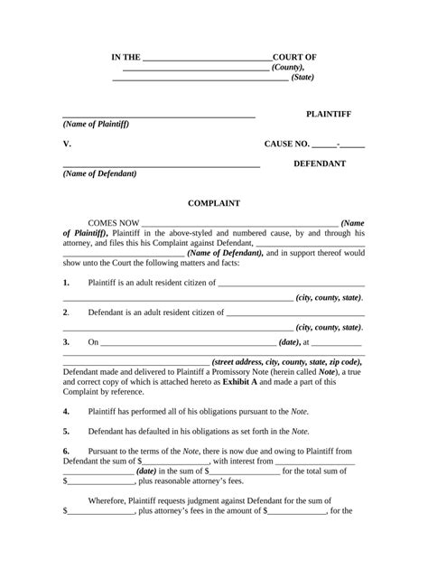 Complaint Promissory Note Complete With Ease Airslate Signnow