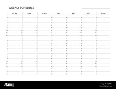 Plantilla De Horario Semanal Planificador Imprimible Semanal Tamaño