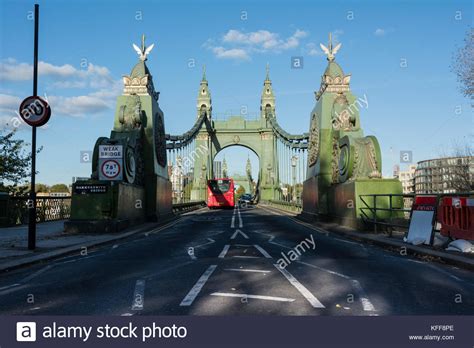 Hammersmith Bridge A Victorian Suspension Bridge In West London Stock