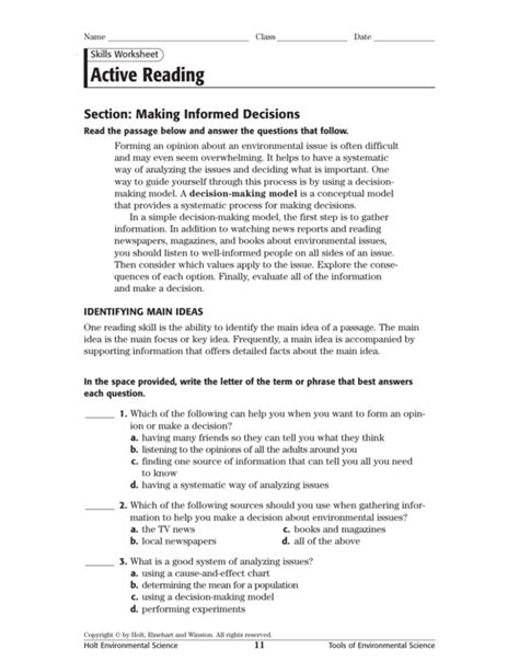 Holt Environmental Science Worksheet Answers A Worksheet Blog Environmental Science Bobby