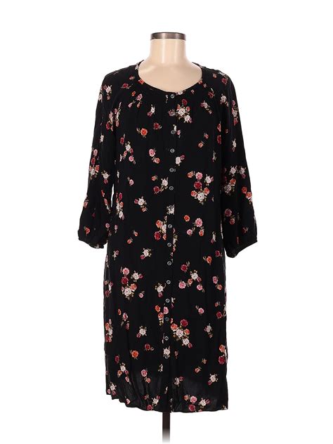 J Jill 100 Rayon Floral Black Casual Dress Size M 65 Off ThredUP