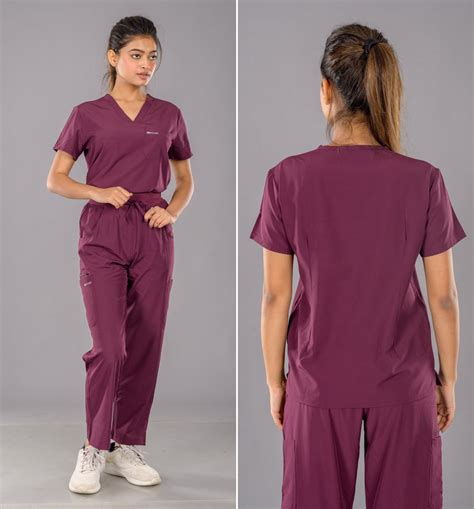 Marvelous Maroon Scrub Set Women Wearoncall