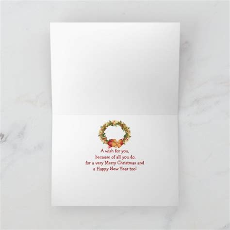 Christmas Wishes Holly Wreath Stepmother Holiday Card Zazzle