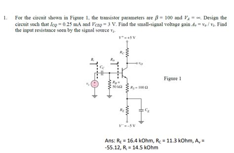 Solved For The Circuit Shown In Figure 1 The Transistor