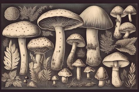 Premium AI Image A Drawing Of Mushrooms With The Title Mushroom On It