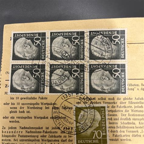 BRD Paketkarte MiF 3x Waag Paar Heuss 189 Mi 150 Schönau 10 11