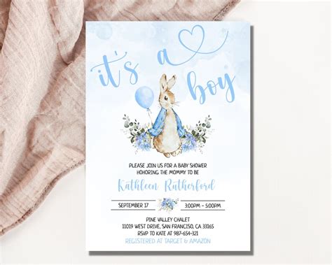 Peter Rabbit Baby Shower Invitation Editable Invite Template Etsy