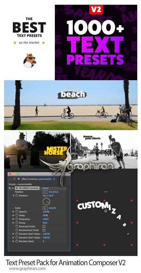 دانلود ۱۰۰۰ پریست متن افترافکت Text Preset Pack for Animation Composer V2