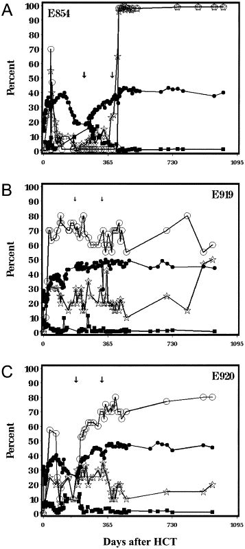 Donor Chimerism Levels In The Granulocyte And Mononuclear Fractions Of