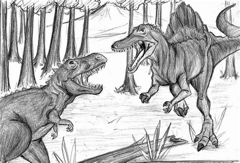 spinosaurus vs t-rex by alvinsaja on DeviantArt