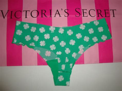 New Victorias Secret Pink No Show Thong Panty Electric Green Shamrock Sz S Ebay