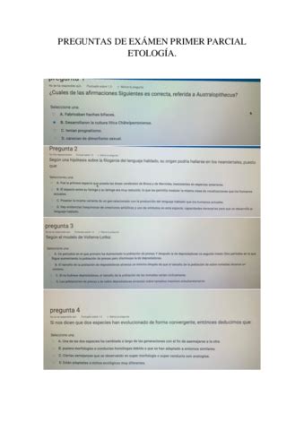 PREGUNTAS DE EXAMEN PRIMER PARCIAL ETOLOGIA Pdf