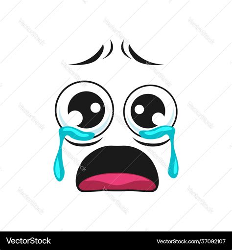 Offended Crying Emoticon Tears On Eyes Isolated Vector Image